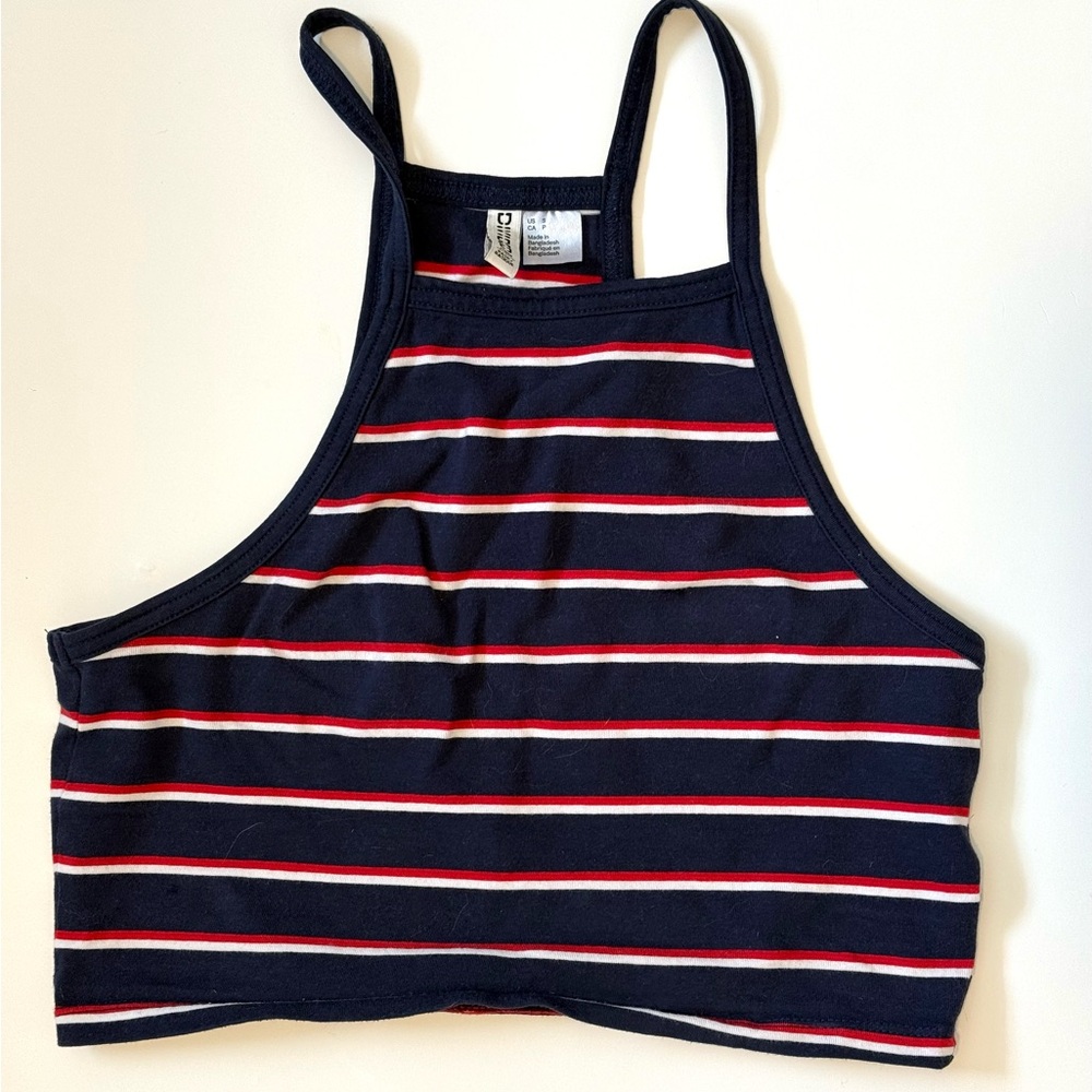 H&M Navy Blue Red White Striped Tank Top